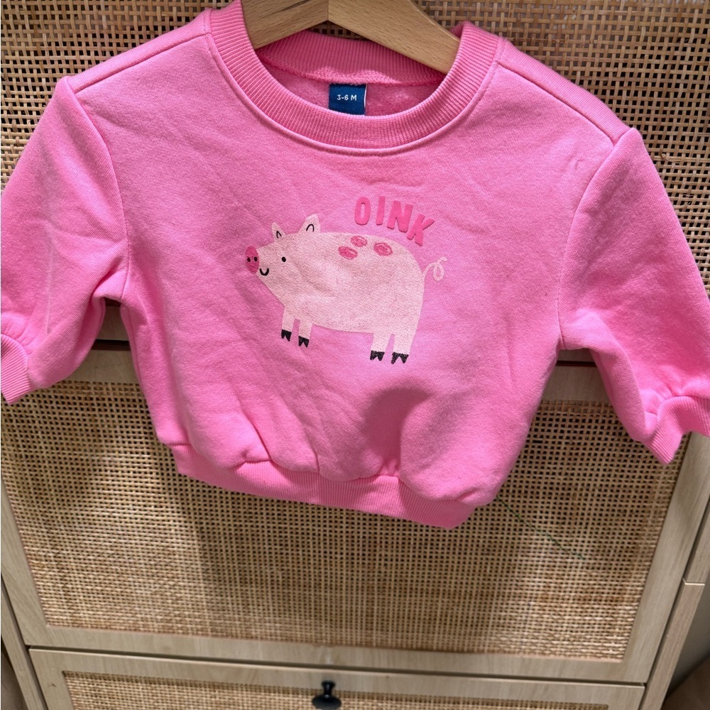 OLD NAVY Pink Sweatshirt with Pig Design